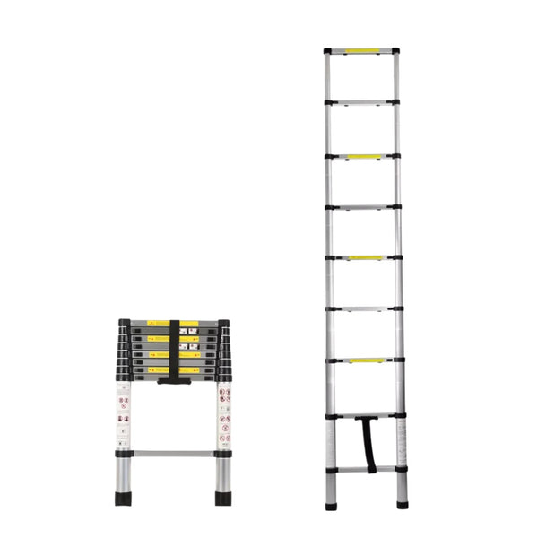 Escalera telescópica de aluminio retráctil plegable 150kg 2.6m