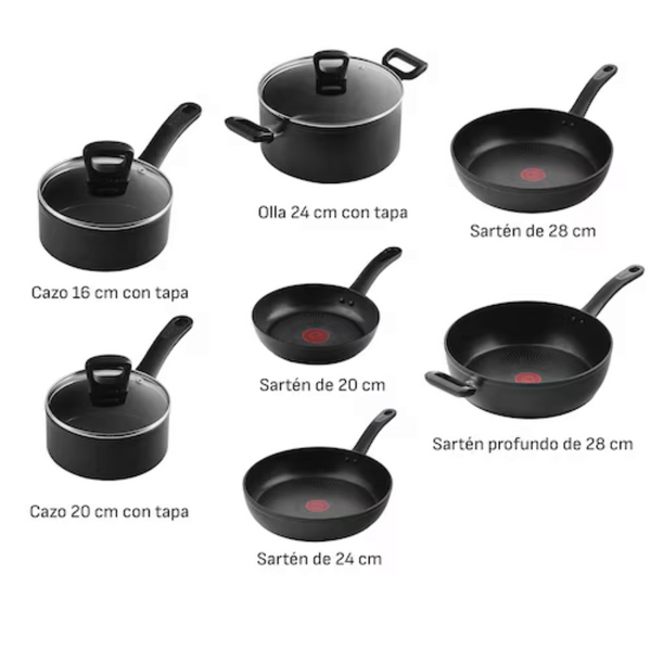 Batería Sensation Force Antiadherente 10 Pz Negro T-Fal