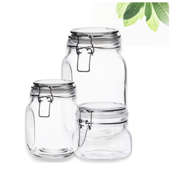 Tarro Hermetico tapa Frasco Vidrio 500-1500ml pack Mayoreo B