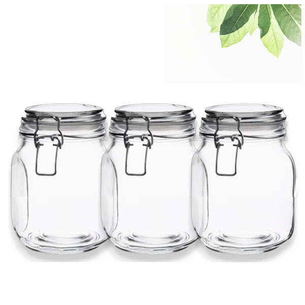 Tarro Hermetico tapa Frasco Vidrio 500-1500ml pack Mayoreo B