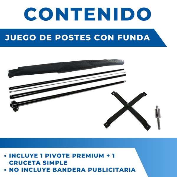 Asta de bandera 5.5m+ base cruceta+ pivote giratorio premium