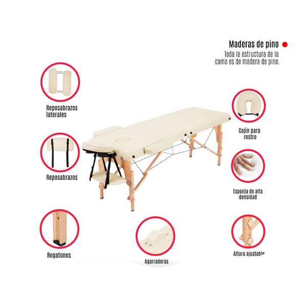 Cama de Masajes Portátil Profesional Plegable y Ajustable