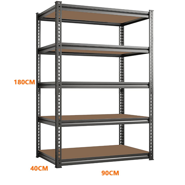Mueble anaquel organizador 5 niveles metal 180x90x40cm negro