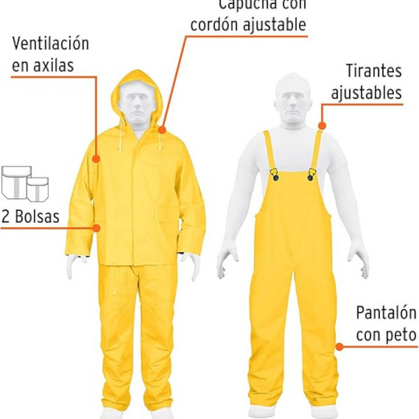 Conjunto Truper impermeable talla mediana pvc