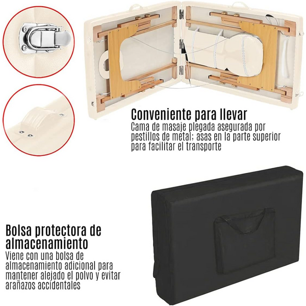 Cama de Masajes Portátil Profesional Plegable y Ajustable