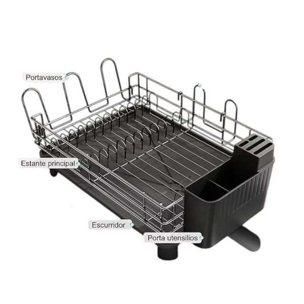 Escurridor De Trastes Acero Inoxidable Encimera Negro
