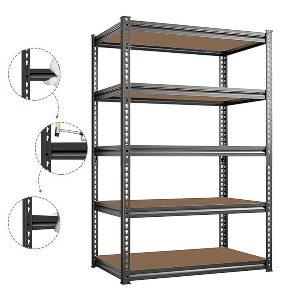 Mueble anaquel organizador 5 niveles metal 180x90x40cm negro