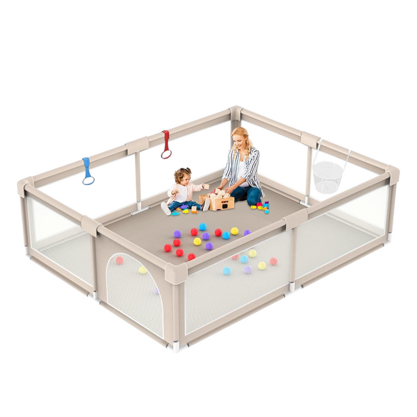 Corral para bebes con pelotas y aro de basket 180x150x66 cm