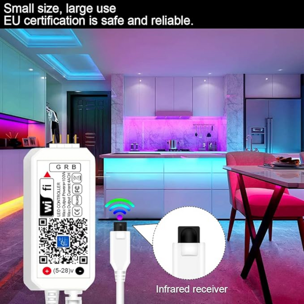Tira led rgb wifi inteligente de 20 metros alexa y google