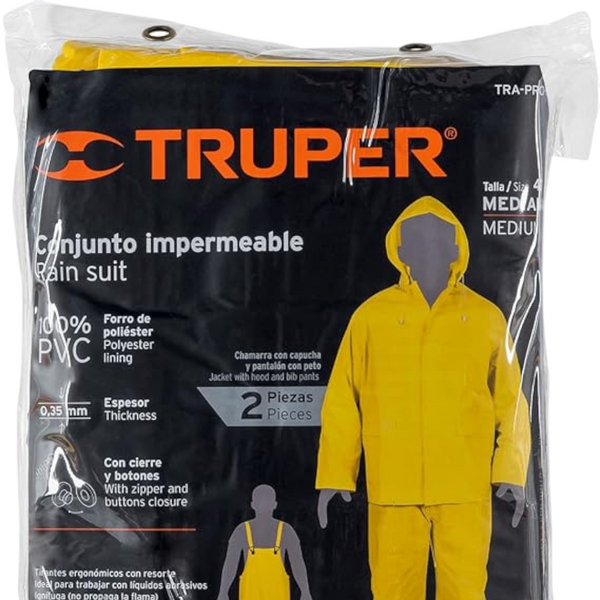 Conjunto Truper impermeable talla mediana pvc