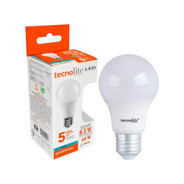 Pack 4 Foco led tecnolite A19-led blanco cálido 8.5w