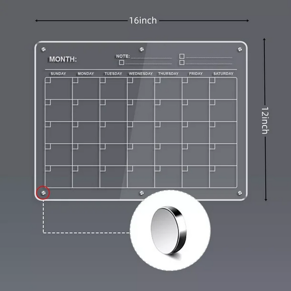 Pizarra calendario acrilico magnetica borrablepan