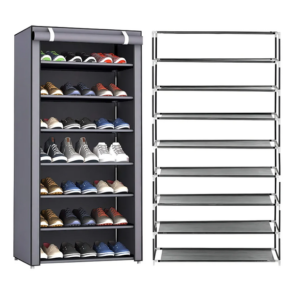 Zapatera organizador 7 niveles compartimientos metal gris