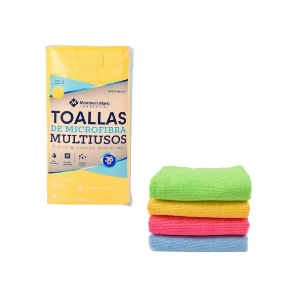 Toallas de Microfibra Multiusos 36 pzas Varios Colores