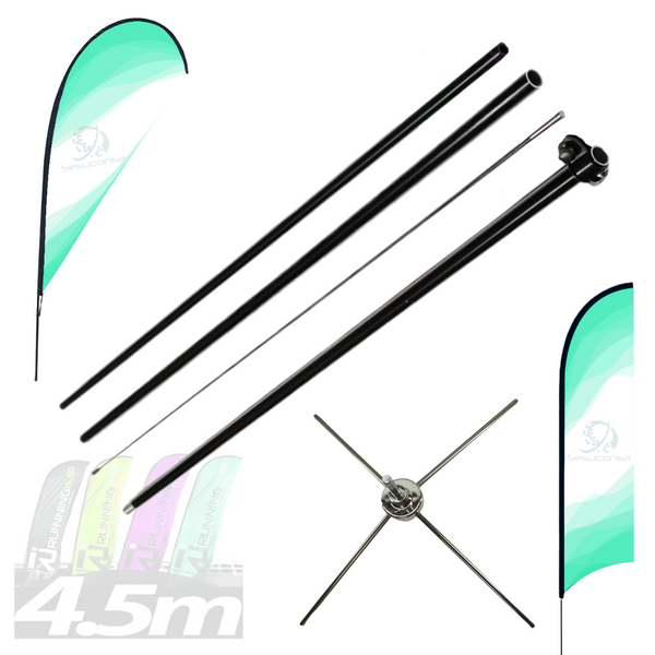 Asta de bandera 4.5m + base cruceta premium