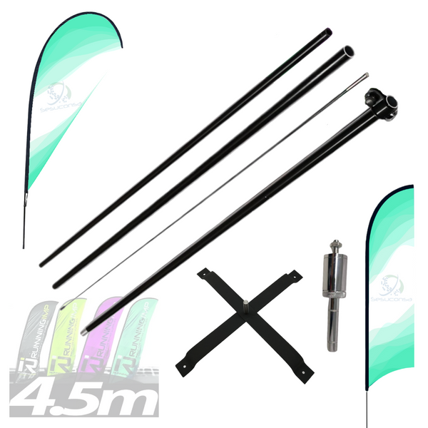 Asta de bandera 4.5m+ base cruceta+ pivote giratorio premium