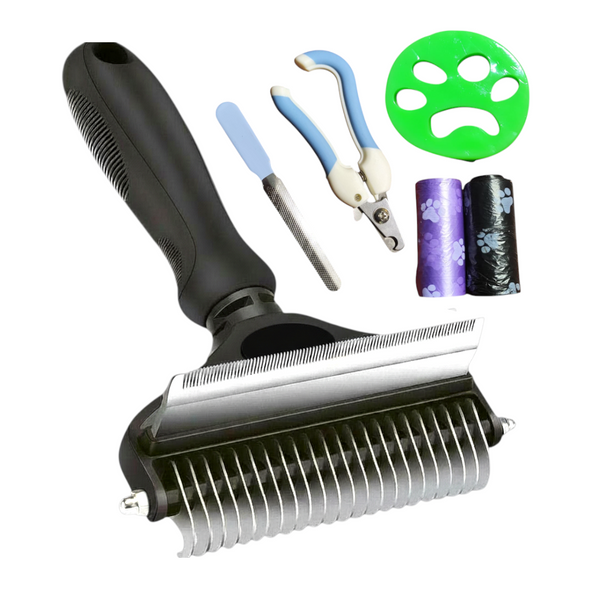Rastrillo de aseo profesional 2 en 1 para gatos y perros
