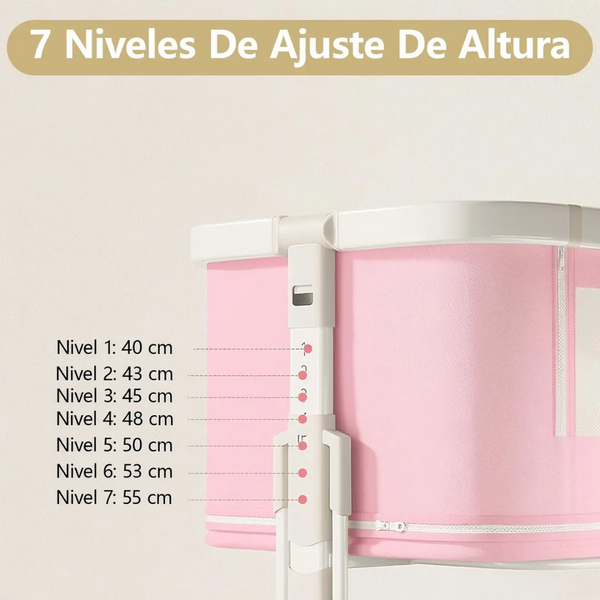 Cuna colecho para bebe con 7 niveles de altura con cambiador