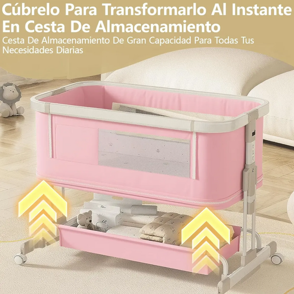 Cuna colecho para bebe con 7 niveles de altura con cambiador