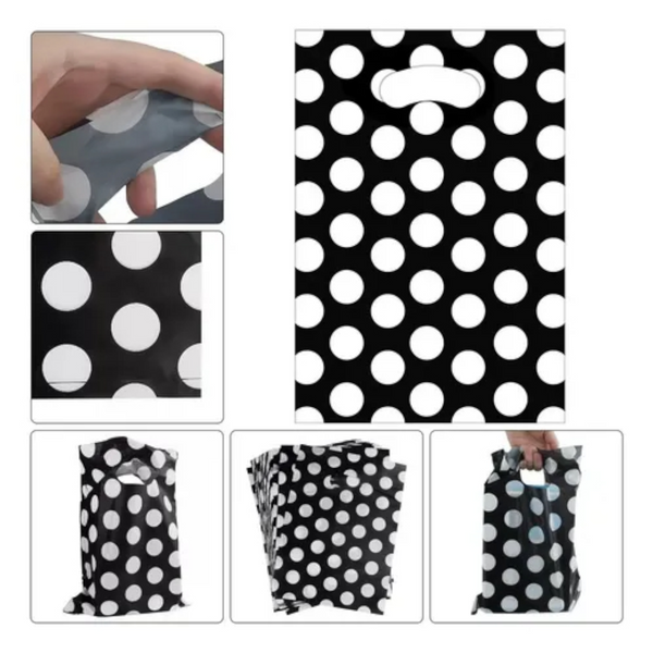 100pz bolsas para boutique lunares blancos 39x30 y 20x25cm