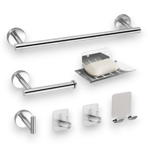 Juego de accesorios de baño plateado Mate de 7 piezas