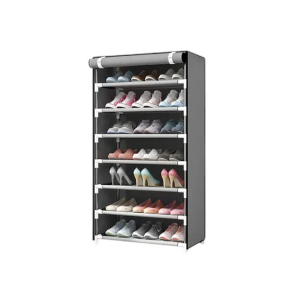 Zapatera organizador 7 niveles compartimientos metal gris