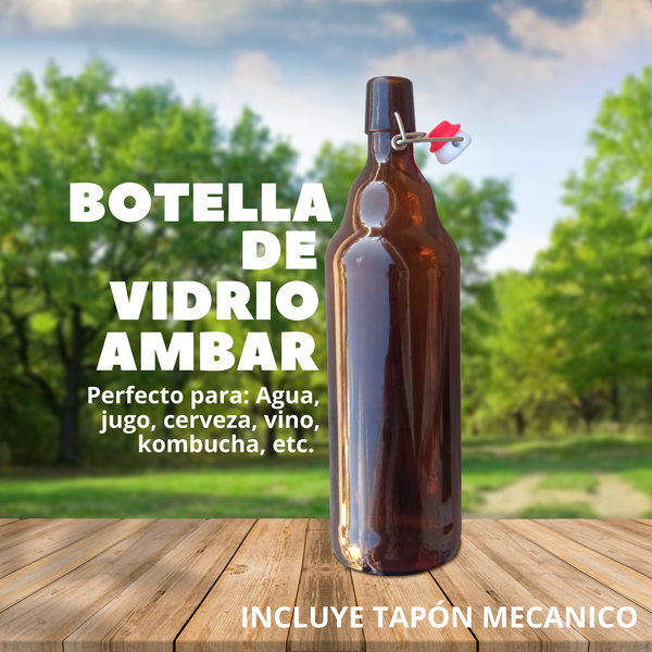 Botellas de Vidrio Jarra tapon mecanico hermetico Pack 6pz