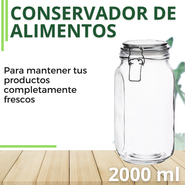 Frasco hermetico vidrio 12pz 2000ml caja mayoreo