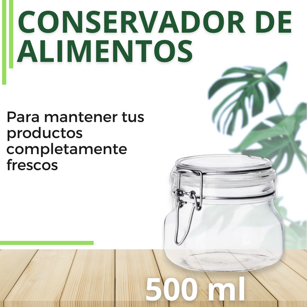 Frasco Recipiente Tapa Clip Tarro hermetico de Vidrio 500ml