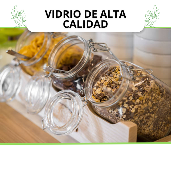 Frasco Recipiente Tapa Clip Tarro hermetico de Vidrio 2000ml