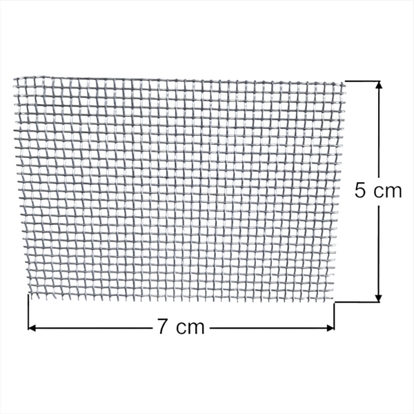 Malla de alambre recortada 7x5 cms filtro colador soporte metalico