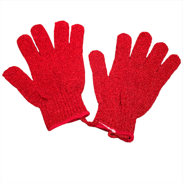 Par De Guantes Exfoliantes Para Bañar Body Shop Rojos Ultrasuave
