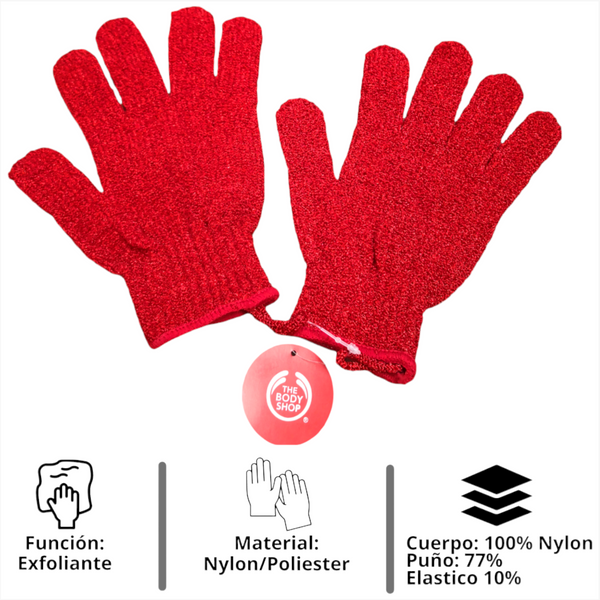 Par De Guantes Exfoliantes Para Bañar Body Shop Rojos Ultrasuave
