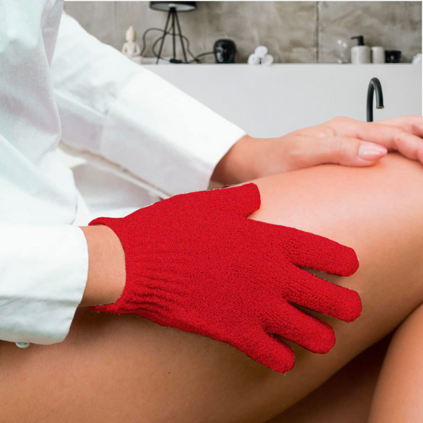 Par De Guantes Exfoliantes Para Bañar Body Shop Rojos Ultrasuave