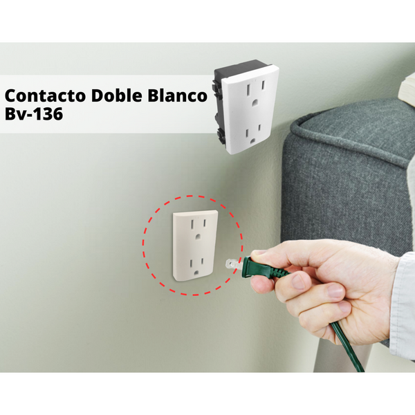 Contacto Doble Blanco Bv-136 Paquete 12 Pzs