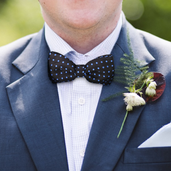 Pajarita Negra Con Lunares Azules Moño