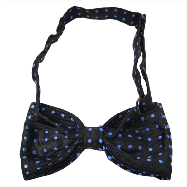 Pajarita Negra Con Lunares Azules Moño