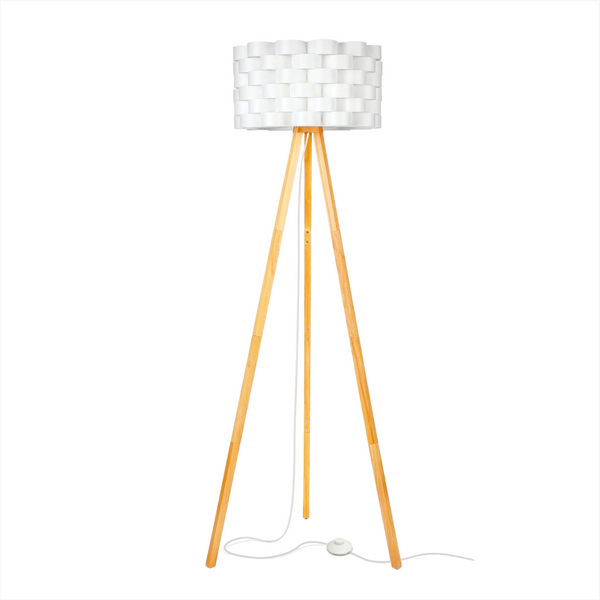 Lampara De Pie Moderna Madera Tripie Led Brightech Bijou