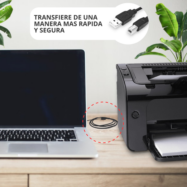 Cable Impresora Usb 2 Extension 1.24m Usb A Cuadrado