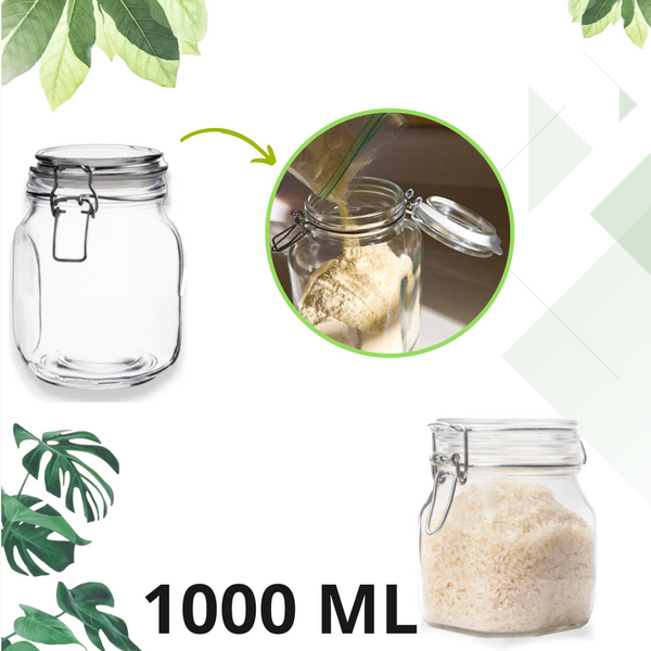 Tarro Hermetico tapa Frasco Vidrio 500-1500ml pack Mayoreo B