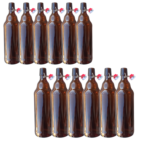 Pack 49 Botellas De Vidrio 1 Litro + Tapón Mecánico