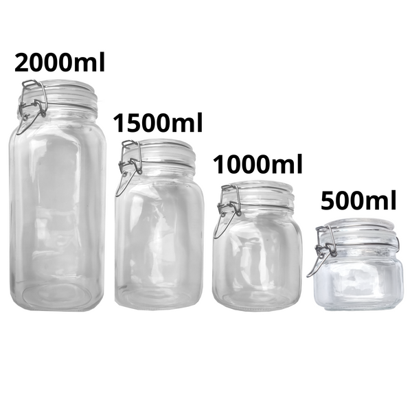 Frasco hermetico vidrio 12pz 1500ml caja mayoreo