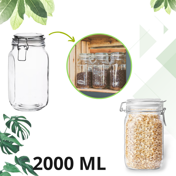 Frasco hermetico vidrio 12pz 2000ml caja mayoreo