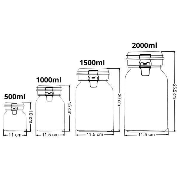 Frasco hermetico vidrio 12pz 1500ml caja mayoreo