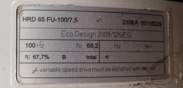 Extractor  550w Extracción De Aire HRD  65 FU-100 7.5  KW