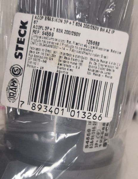 Tomada Industrial STECK S4559 200-250V 3P+ IP67 BRASIKON