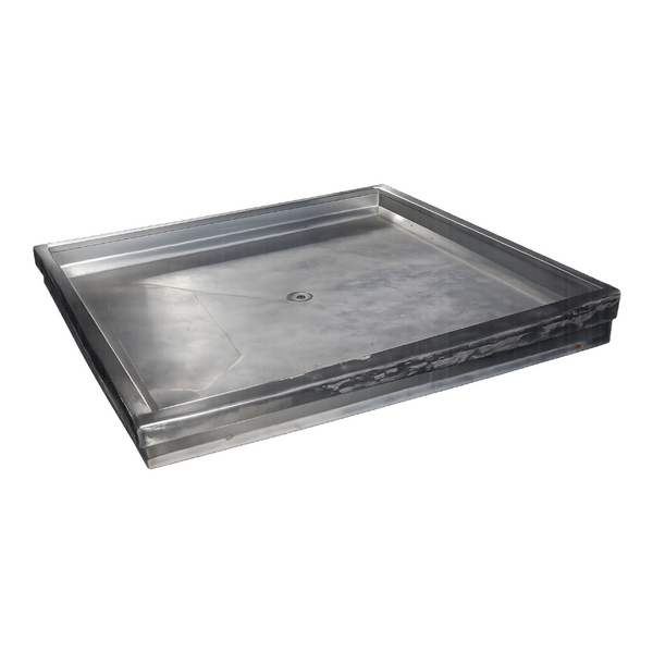 Mesa acero inoxidable con llantas 120 cm x 120 cm