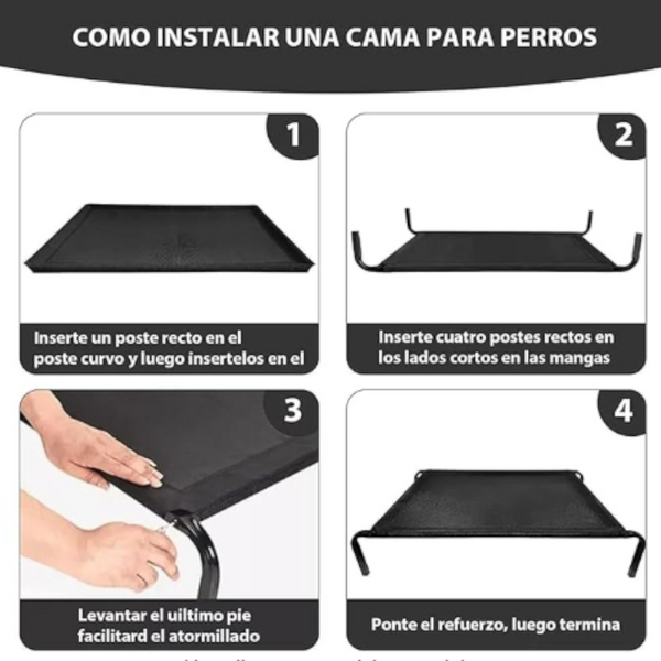 Cama cuna elevada portátil para perros 90x60X15 cm