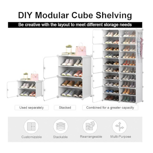 Zapatero organizador de 10 niveles de plástico multiusos