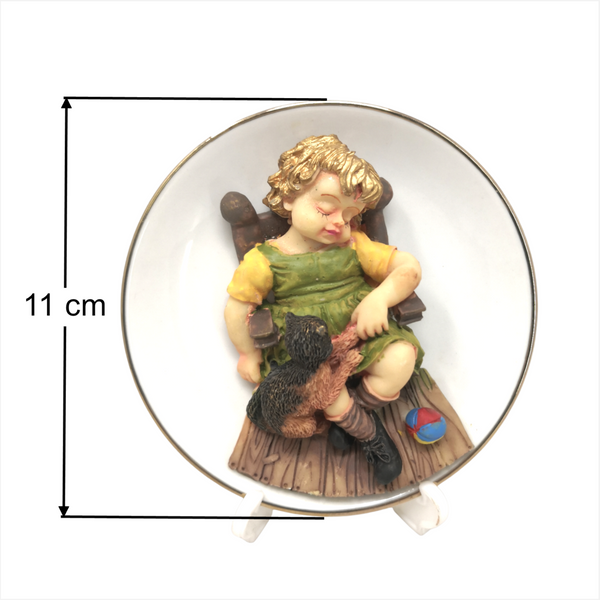 Adorno De Ceramica Niño Plato Regalo Decoracion 12 Cms